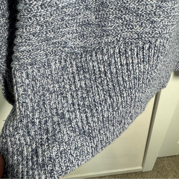 Joie Heathered Blue Ribbed Knit Sweater Size XL Winter Fall Buttons Crew Neck - Picture 8 of 9